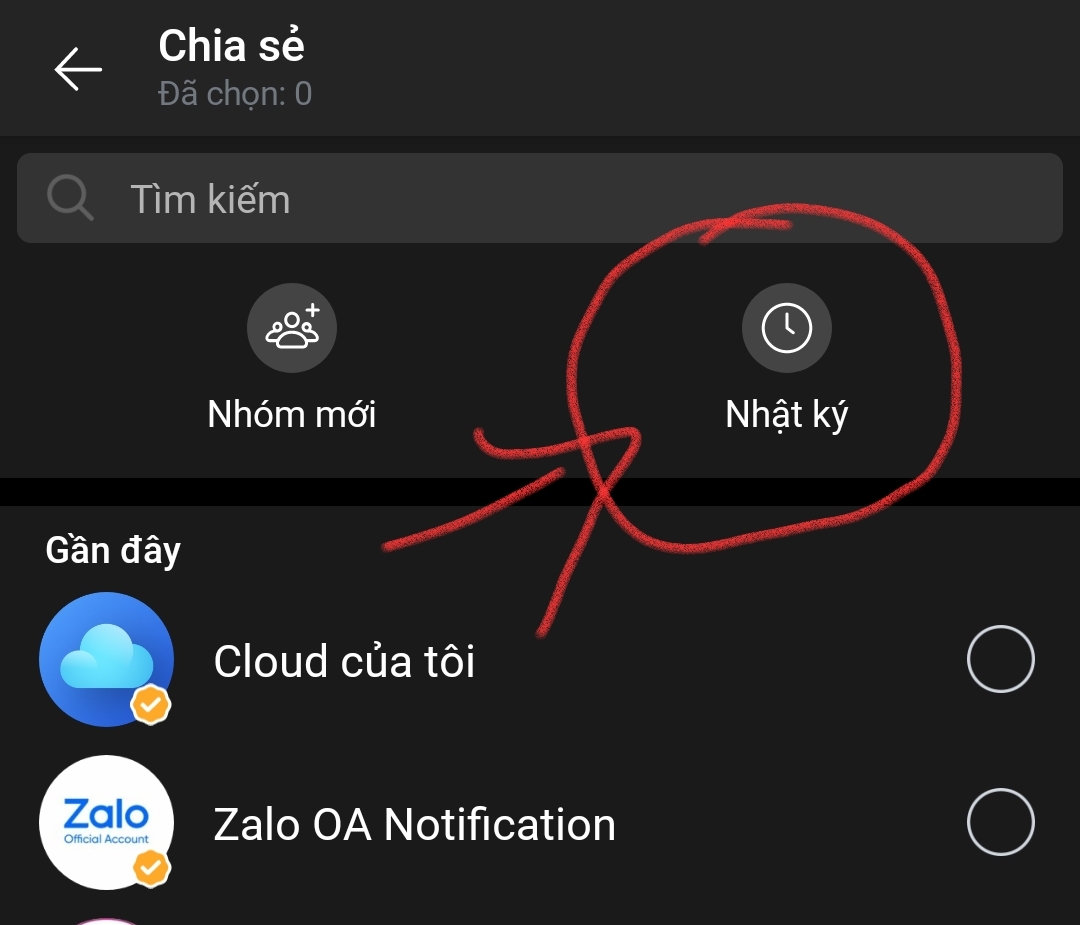 Bước 2 - Chọn chia sẻ vào nhật ký Zalo